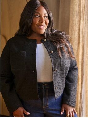 Torrid Woven Pocket Jacket - Deep Black